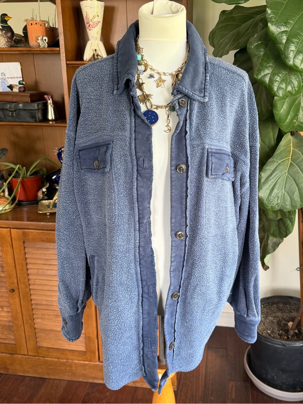Free People Navy Ruby Shacket Shirt Jacket S - Picture 11 of 14
